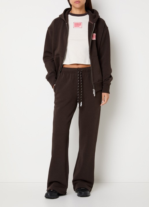 Stieglitz Lola sweatvest met borduring - voorkant 2 donkerbruin
