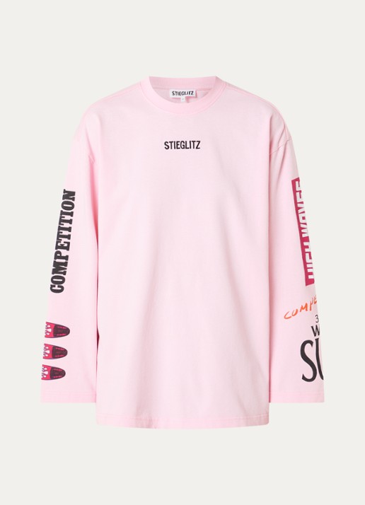 Stieglitz Monica longsleeve met logo- en backprint - voorkant 2 geel