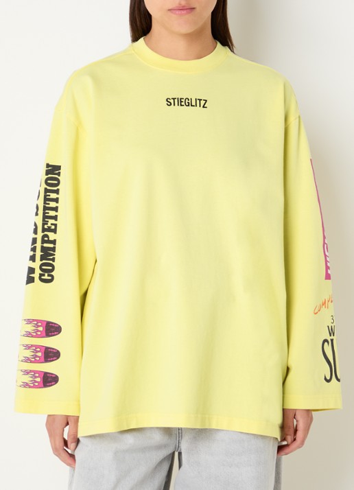 Stieglitz Monica longsleeve met logo- en backprint - achterkant 3 roze