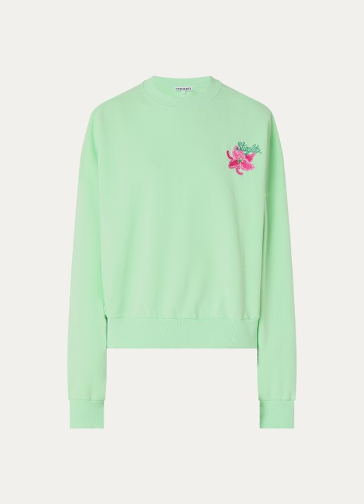 Stieglitz Novia oversized sweater met logoborduring - voorkant 2 mint