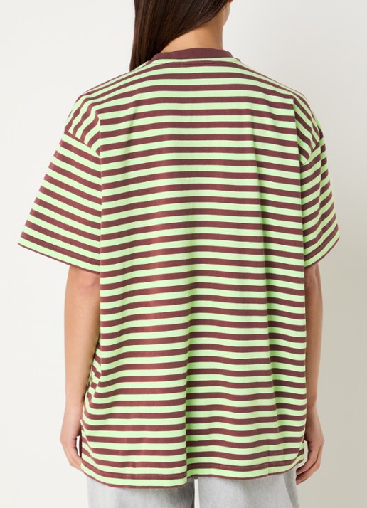Stieglitz Oversized T-shirt met streepprint - achterkant groen