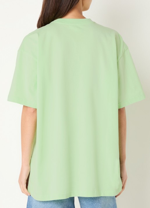 Stieglitz Philo oversized T-shirt met logoprint - achterkant 4 lichtgroen