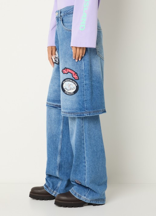 Stieglitz Rafa high waist wide leg jeans met logoborduring - detail 5 indigo