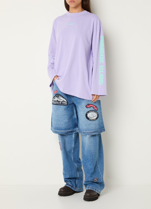 Stieglitz Rafa high waist wide leg jeans met logoborduring - voorkant 3 indigo