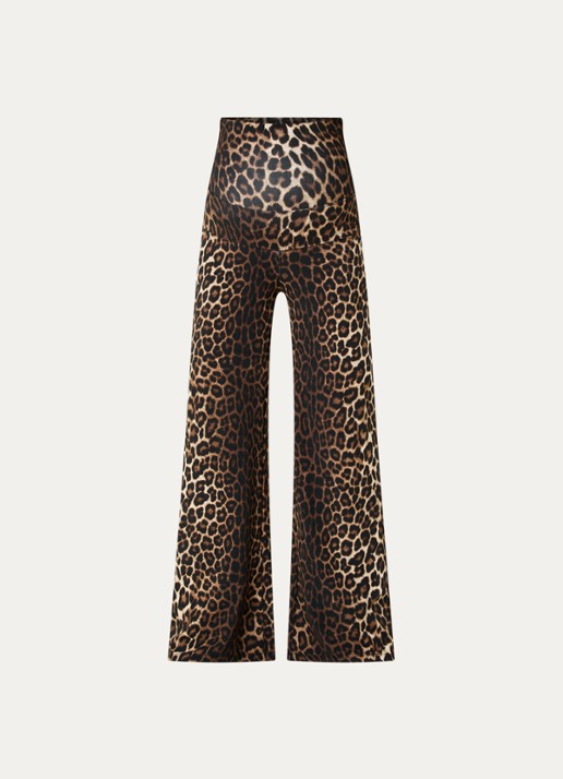 Stieglitz Sabrina high waist flared fit zwangerschapsbroek met panterprint - voorkant 4 bruin