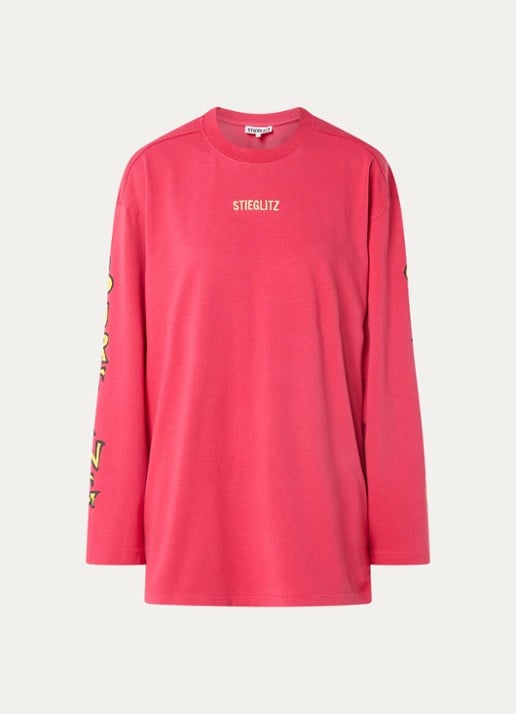 Stieglitz Safira longsleeve met logo- en backprint - voorkant 3 rood