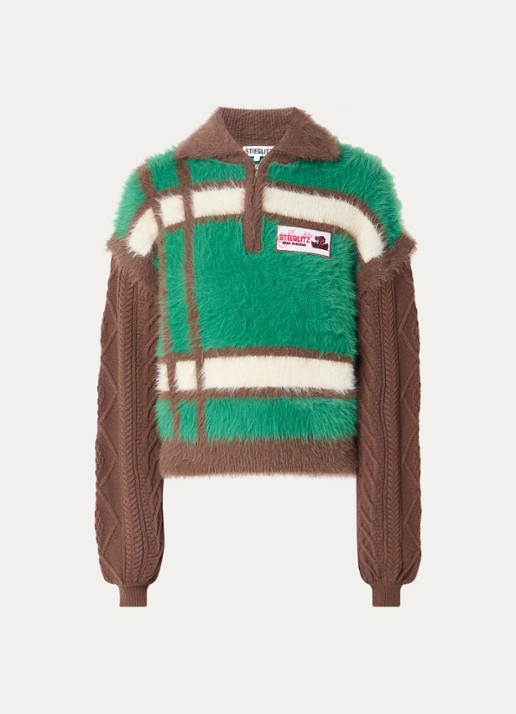 Stieglitz Santo sweater met halve rits - voorkant groen