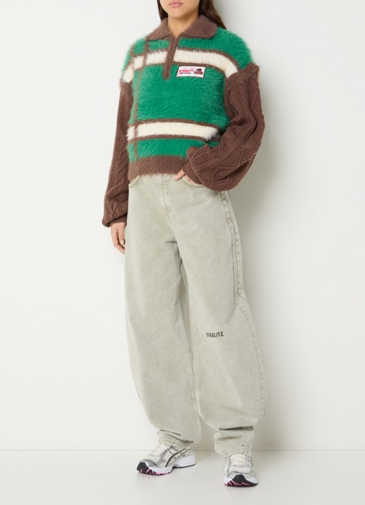 Stieglitz Santo sweater met halve rits - voorkant 2 groen