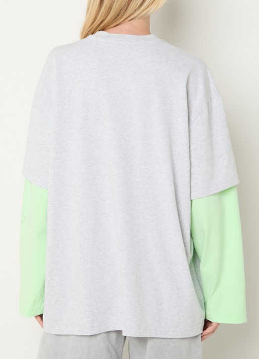 Stieglitz Stan longsleeve met logo - achterkant 4 neongroen