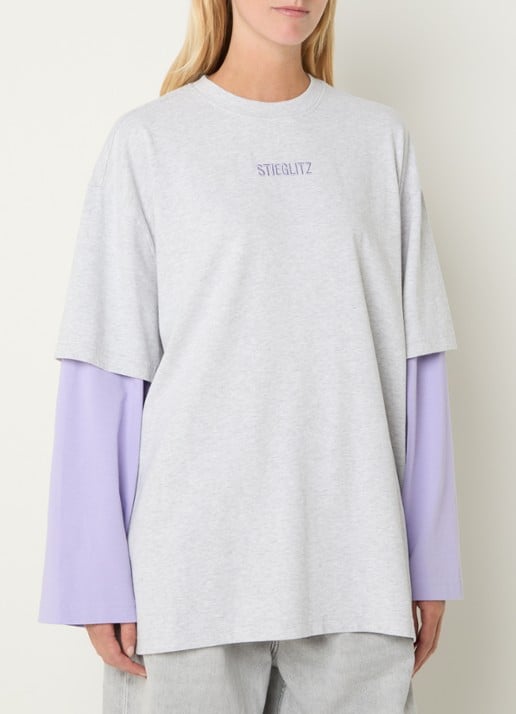 Stieglitz Stan longsleeve met logo - detail 4 lavendel