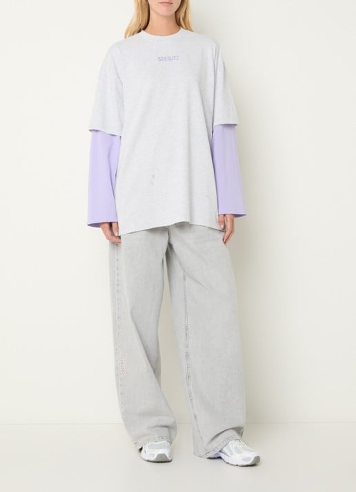 Stieglitz Stan longsleeve met logo - voorkant 3 lavendel
