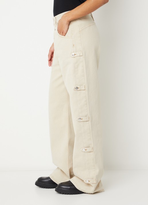 Stieglitz Taigo mid waist wide leg jeans met gekleurde wassing - detail 4 beige