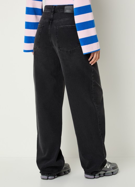 Stieglitz Teresa high waist loose fit jeans met steekzakken - achterkant 3 zwart