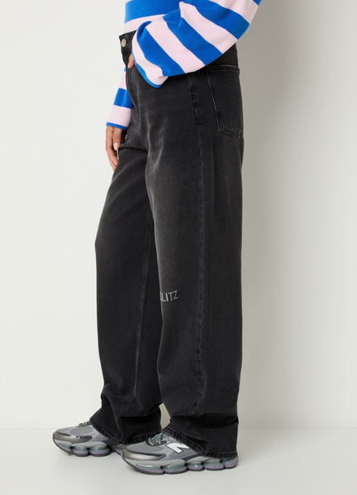 Stieglitz Teresa high waist loose fit jeans met steekzakken - detail 2 zwart