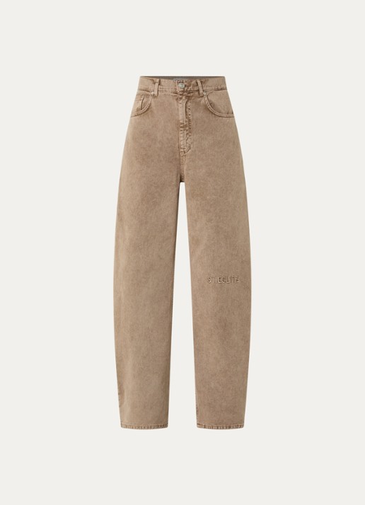Stieglitz Teresa high waist loose fit jeans met steekzakken - voorkant 4 bruin