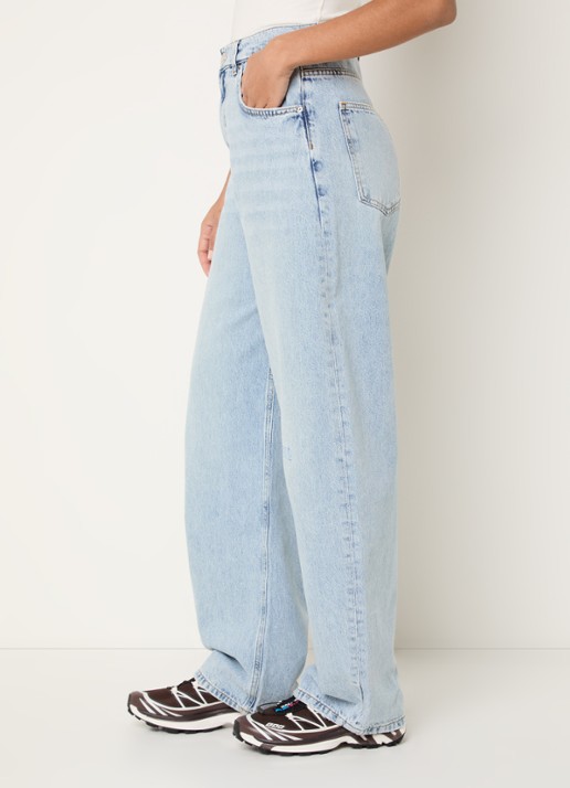 Stieglitz Teresa high waist wide leg jeans met logoborduring - detail 5 indigo