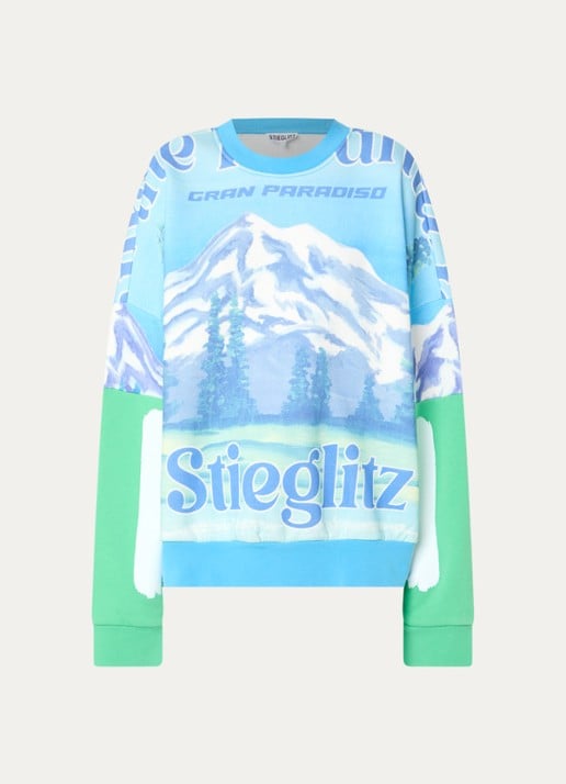 Stieglitz Xavina sweater met print - voorkant 3 lichtblauw