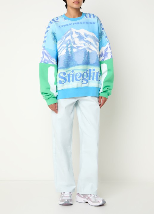 Stieglitz Xavina sweater met print - voorkant 4 lichtblauw