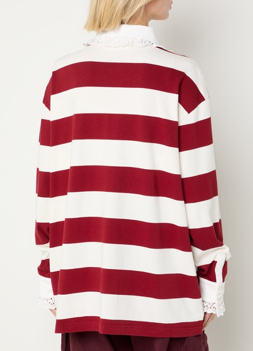 Stieglitz Zelina polo met streepprint - achterkant bordeauxrood