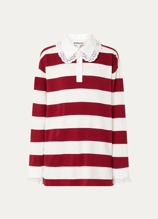 Stieglitz Zelina polo met streepprint - voorkant 2 bordeauxrood