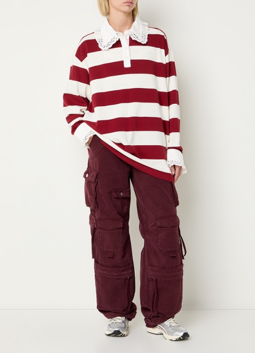 Stieglitz Zelina polo met streepprint - voorkant 3 bordeauxrood