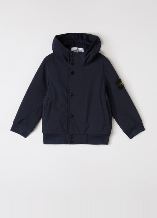 Stone Island 00001 softshell jack met logo - voorkant donkerblauw