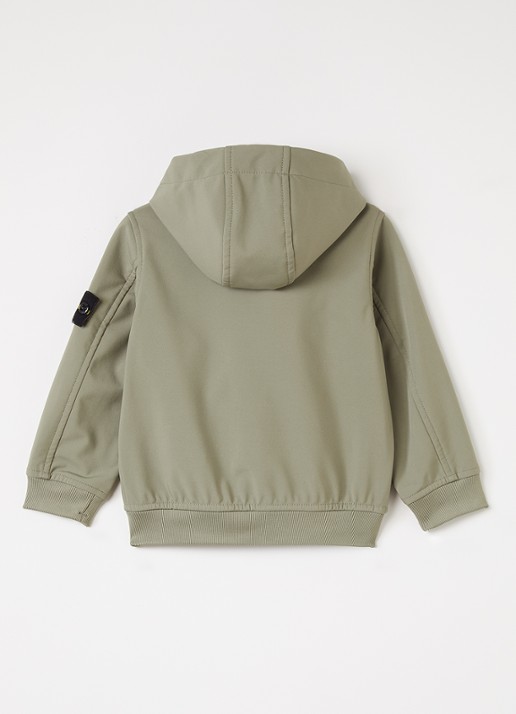 Stone Island 00001 softshell jack met logo - achterkant olijfgroen