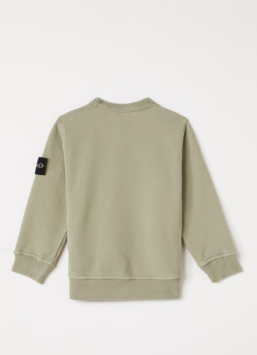 Stone Island 00001 sweater met logo - voorkant 2 lindegroen