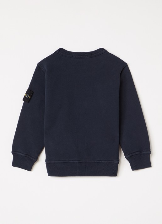 Stone Island 00001 sweater met logo - voorkant 3 donkerblauw