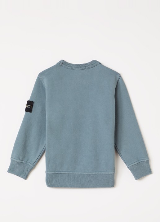 Stone Island 00001 sweater met logo - voorkant 2 staalblauw