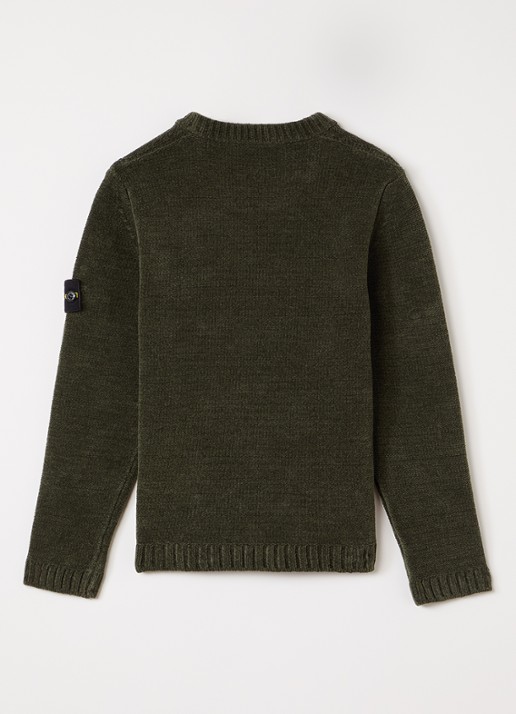 Stone Island 00001 sweater van badstof - voorkant 3 legergroen