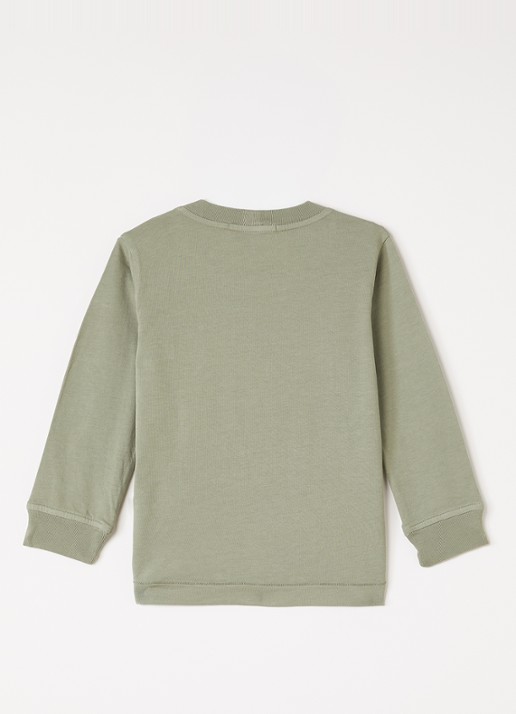 Stone Island 00002 longsleeve met logoborduring - voorkant 3 antraciet