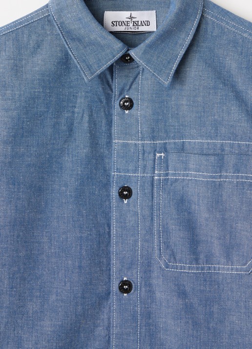Stone Island 00002 overhemd van chambray - detail lichtblauw
