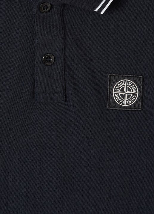 Stone Island 00002 polo met logoborduring - detail donkerblauw
