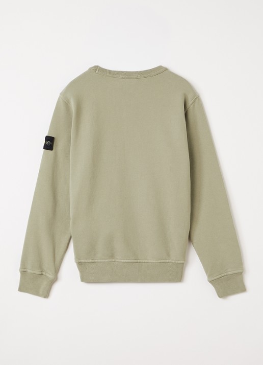 Stone Island 00002 sweater met logo - voorkant 3 lindegroen