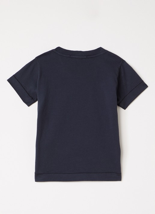 Stone Island 00002 T-shirt met logoborduring - voorkant 2 donkerblauw