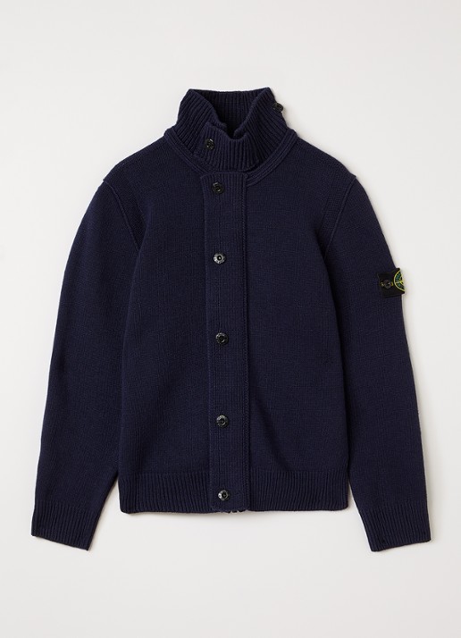 Stone Island 00003 grofgebreid vest in scheerwolblend met logo
