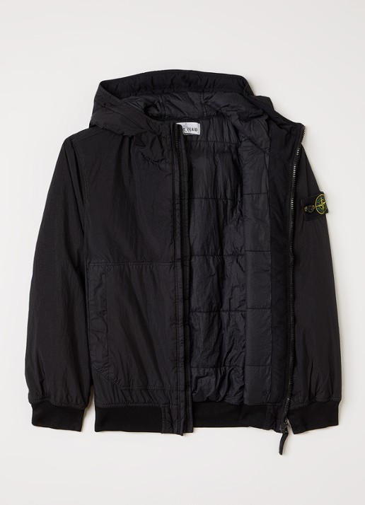 Stone Island 00003 windjack met logo - voorkant 2 zwart