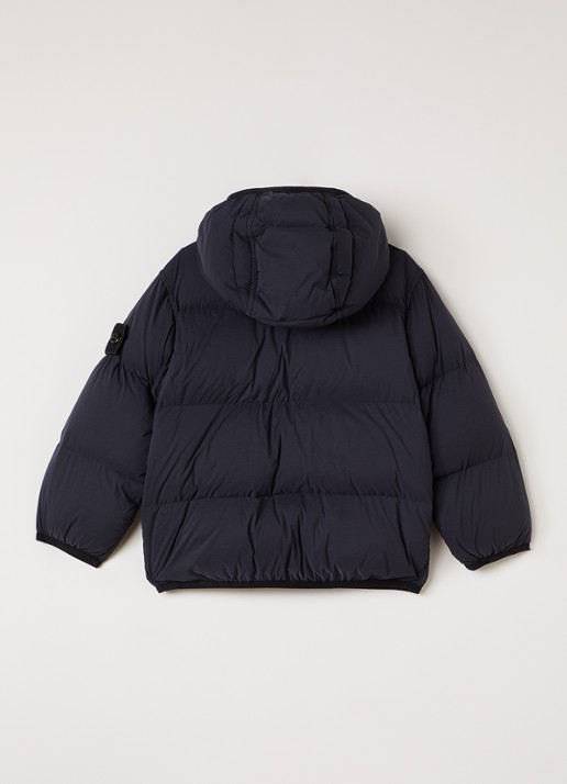 Stone Island 00004 puffer jack met capuchon en ritszakken - achterkant donkerblauw