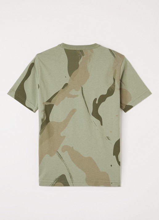 Stone Island 00004 T-shirt met camouflageprint en logo - voorkant 2 legergroen