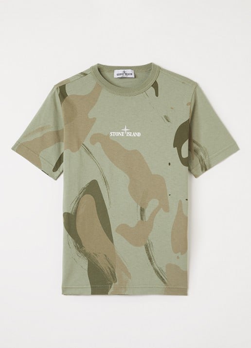 Stone Island 00004 T-shirt met camouflageprint en logo