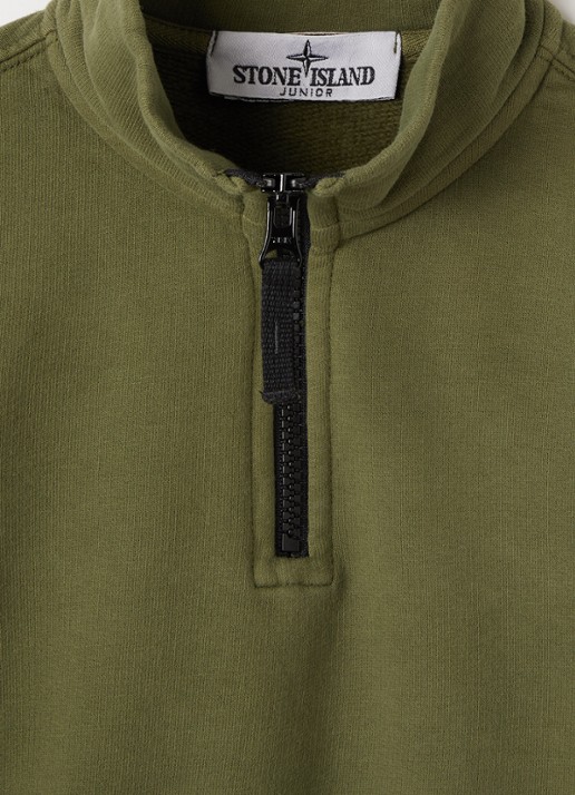 Stone Island 00005 sweater met logo en halve rits - detail 3 legergroen