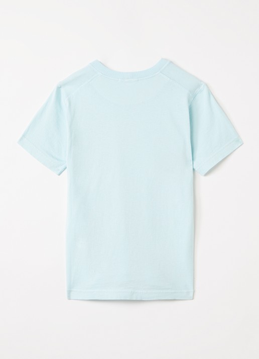Stone Island 00005 T-shirt met logo - voorkant 2 lichtblauw