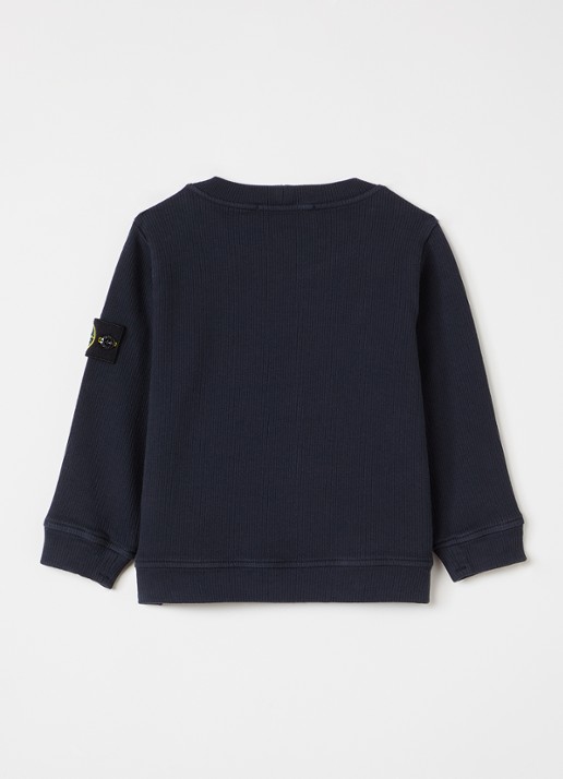 Stone Island 00006 sweater met ribstructuur - voorkant 2 donkerblauw