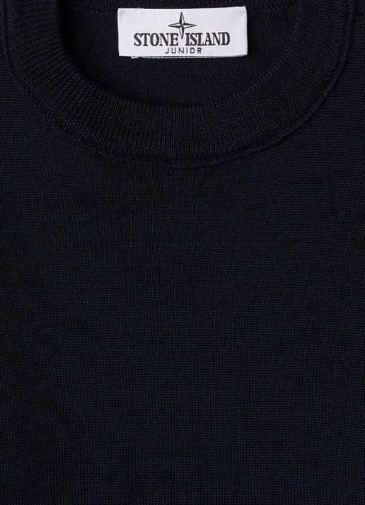 Stone Island 00009 fijngebreide pullover van scheerwol - detail 3 donkerblauw