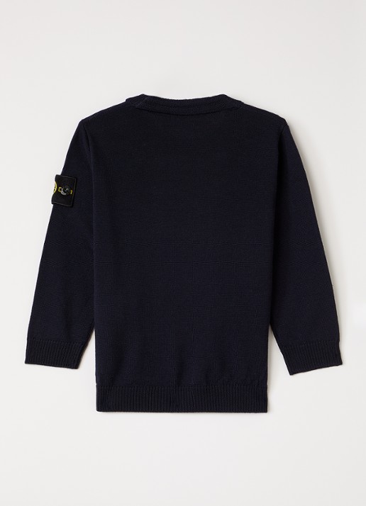 Stone Island 00009 fijngebreide pullover van scheerwol - voorkant 2 donkerblauw