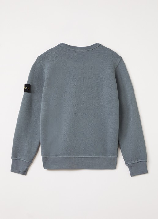 Stone Island 00009 sweater met logo - voorkant 3 staalblauw