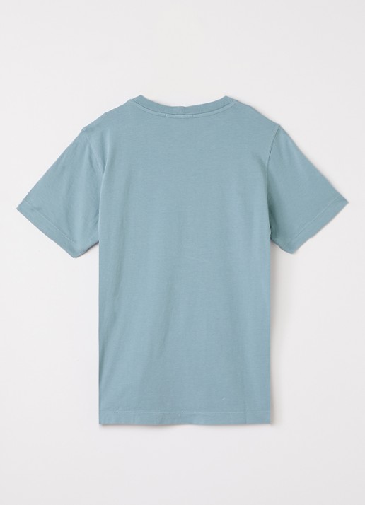 Stone Island 00009 T-shirt met logoprint - voorkant 2 staalblauw