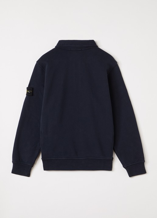Stone Island 00012 sweater met logo - voorkant 2 donkerblauw