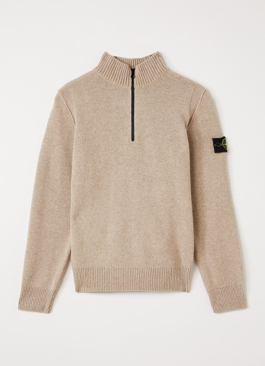 Stone Island 00014 fijngebreide trui in kasjmierblend met halve rits
